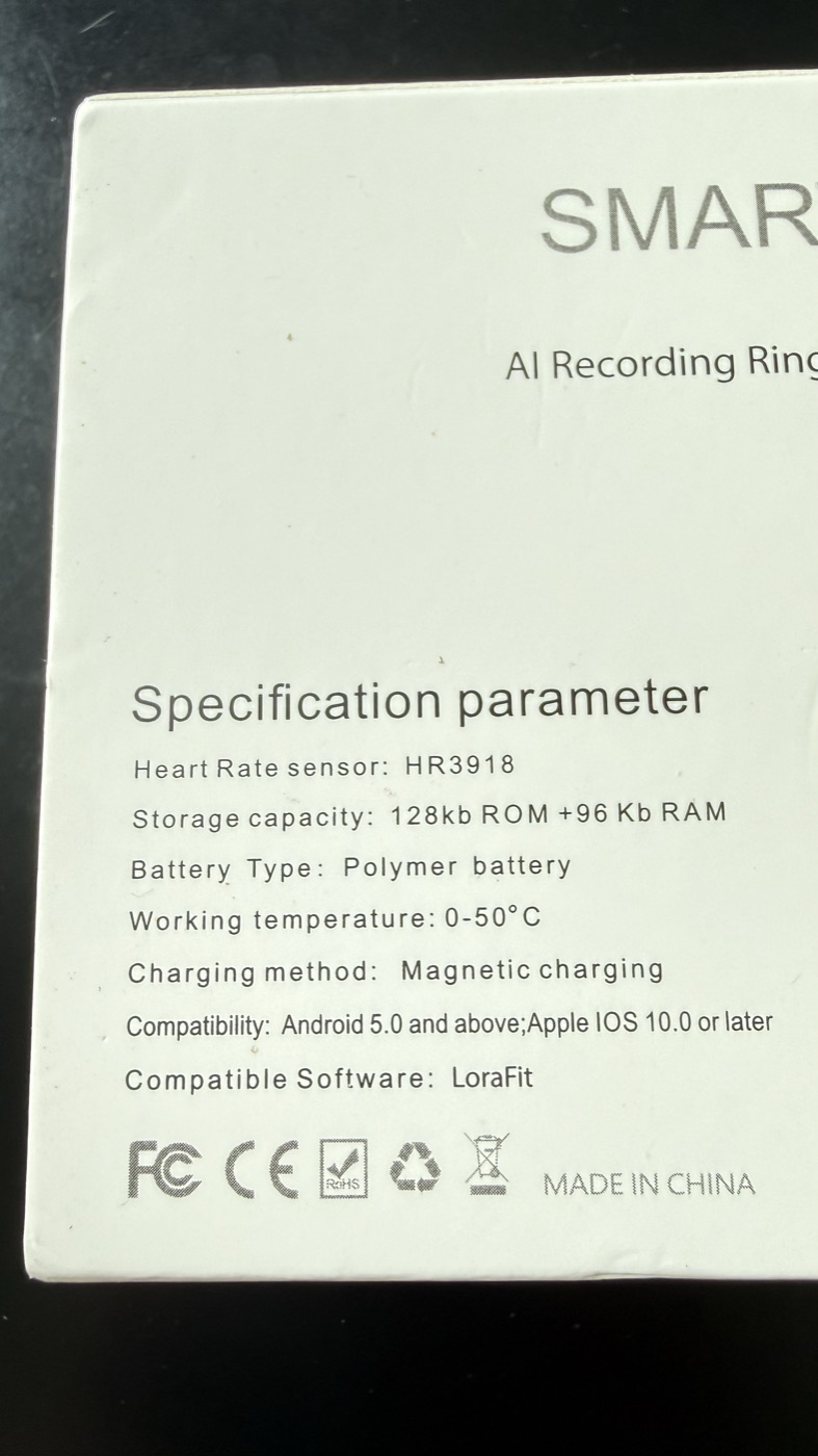 Specification panel on the back of the box