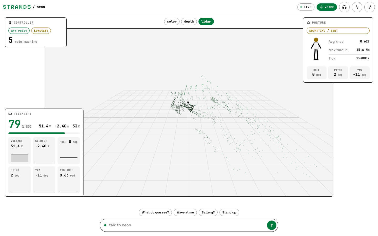 Lidar point cloud on the stage
