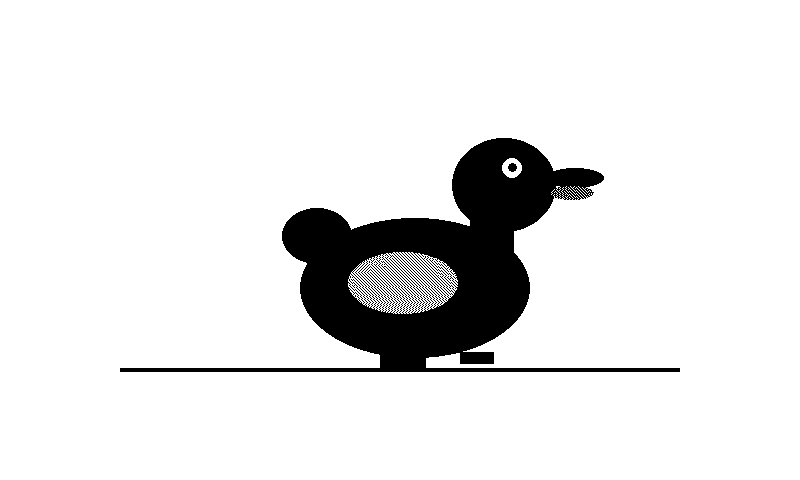 An image card — frame 0 of a server-dithered duck; the screenshot diffed pixel-identical against the server's preview.